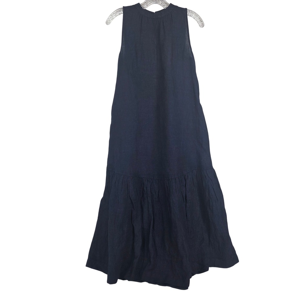 Haven Well Within Linen Maxi Dress XXS Navy Coastal Minimalist Boho Lagenlook